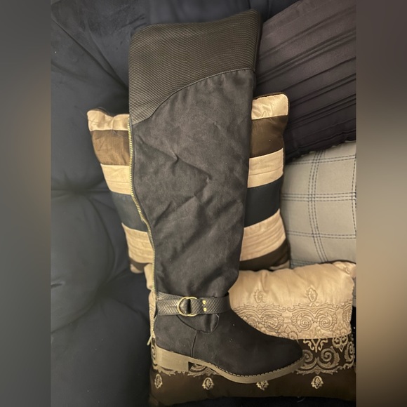 Navy Over-the-Knee Flat boots - Picture 3 of 4